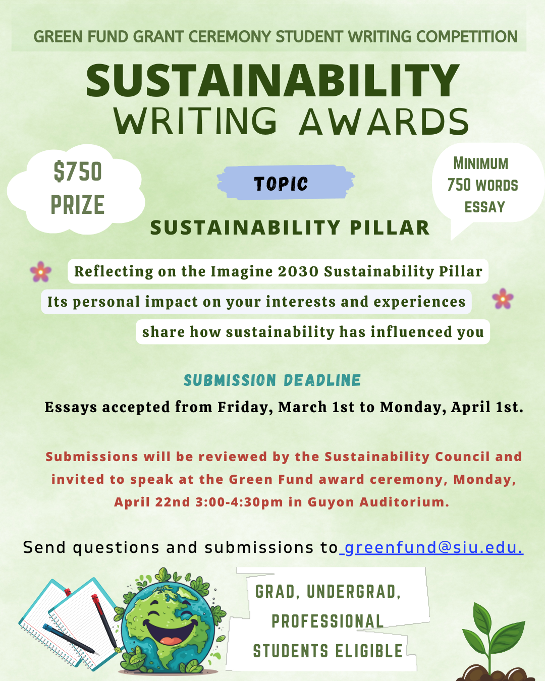 Sustainability Writing Awards Flyer