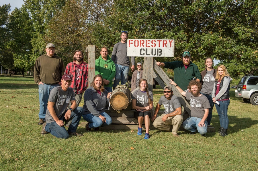 forestry club group with a forestry club sign