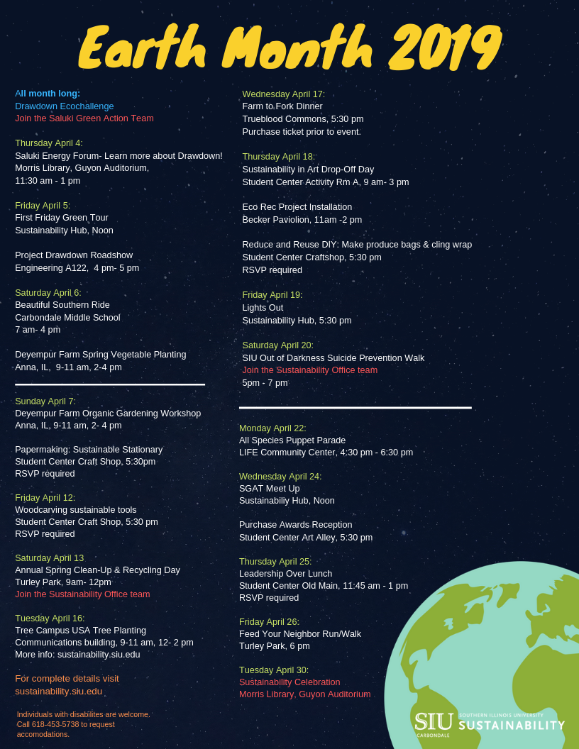 Earth Month Calendar - 2019