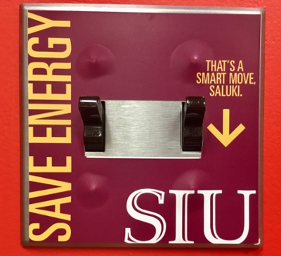 "Save energy, that's a smart saluki". sticker on light switch