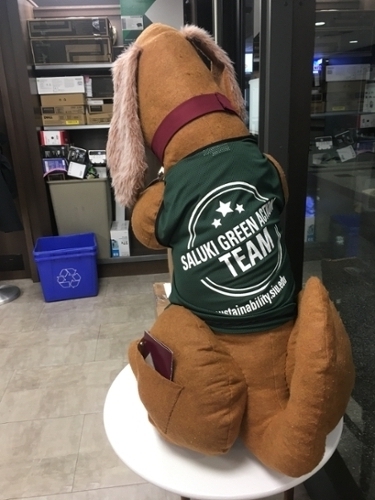 Saluki stuffed animal Tut with Saluki Green Team Jacket on